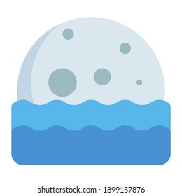 high moonrise and moonset in sea using soft color and flat style