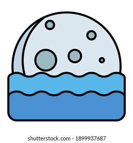 high moonrise and moonset in sea using soft color and filled line style