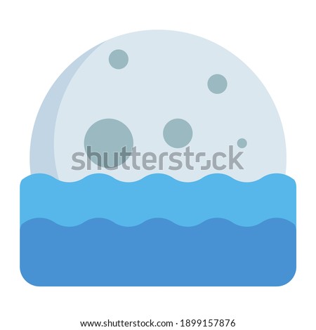 high moonrise and moonset in sea using soft color and flat style