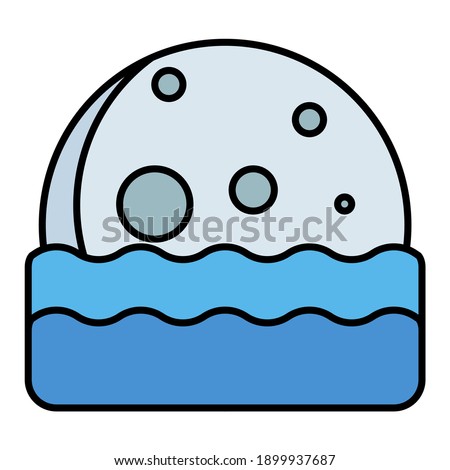 high moonrise and moonset in sea using soft color and filled line style