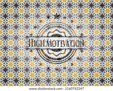 High Motivation arabic badge. Arabesque decoration.