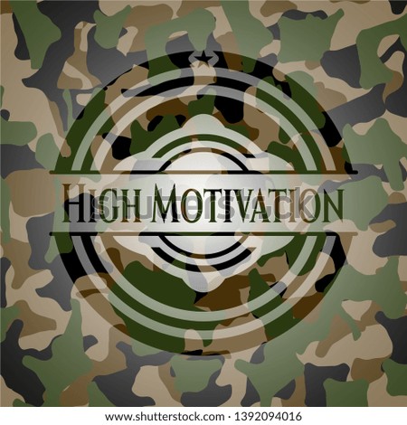 High Motivation on camo pattern. Vector Illustration. Detailed.