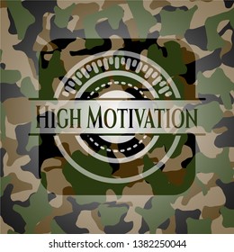 High Motivation on camouflage texture. Vector Illustration. Detailed.