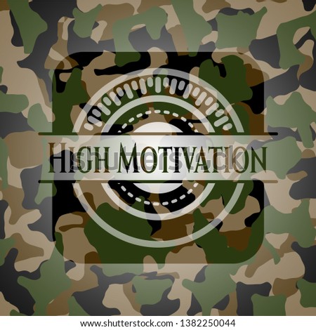 High Motivation on camouflage texture. Vector Illustration. Detailed.