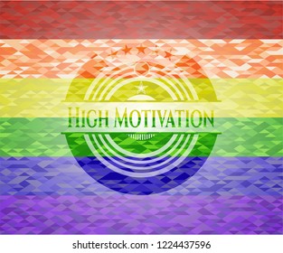 High Motivation on mosaic background with the colors of the LGBT flag
