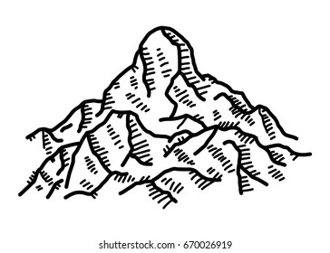 high mountain / cartoon vector and illustration, black and white, hand drawn, sketch style, isolated on white background.