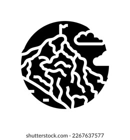 vector de icono de glifos de paisaje de alta montaña. señal de paisaje de alta montaña. ilustración de símbolo aislado