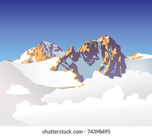 High Mountain landscape vector