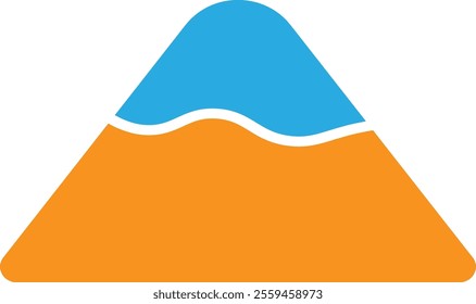 High Mountain orange and blue color icon Logo vector illustration design Template.and maps