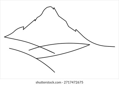 Silhueta de pico de alta montanha em estilo simples de uma linha