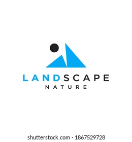 High mountain scenery logo design, premium vector graphics