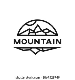 High mountain scenery logo design, premium vector graphics