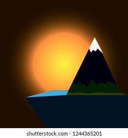 High mountain at sunset