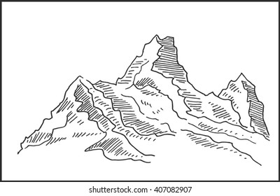 High mountain vector illustration, for outdoor expedition travel design