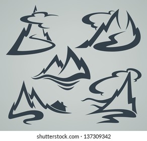 high mountain view, high peaks and small home