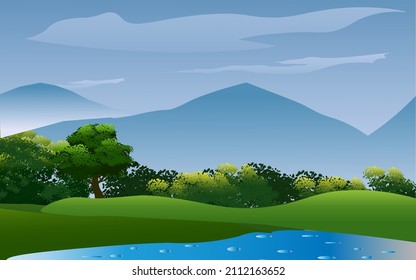 high mountains with clear skies by the lake with a very beautiful view