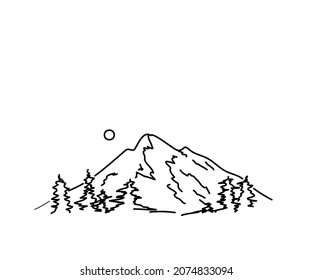 High mountains on an isolated background. Hiking. Vector illustration.