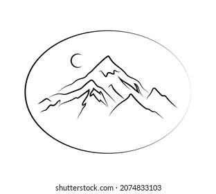 Altas montañas sobre un fondo aislado. Senderismo. Ilustración vectorial.