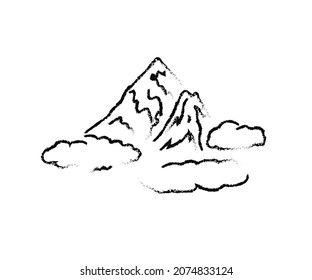 High mountains on an isolated background. Hiking. Vector illustration.