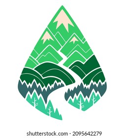 high mountains overgrown with trees and winding roads