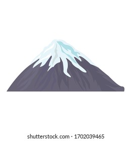 Hohe Berge mit Schneekappe Symbol. Cartoon auf hohen Bergen mit Schneekappen-Vektorillustration Symbol für Webdesign einzeln auf weißem Hintergrund