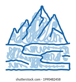 high mountains terrain sketch icon vector. Hand drawn blue doodle line art high mountains terrain sign. isolated symbol illustration