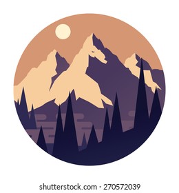 High mountains. Vector illustration.