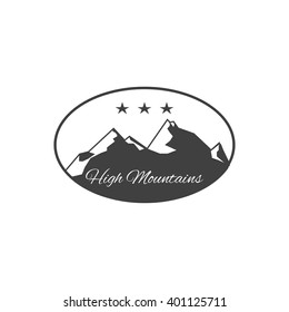 High Mountains. Vintage logo. Retro logotype. Stock vector.