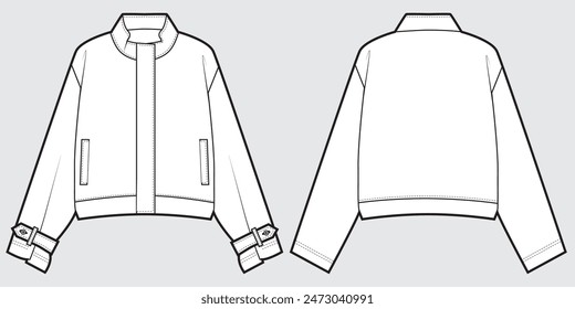 Chaqueta de cuello alto y manga larga