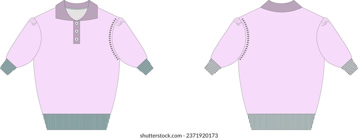 manga corta de cuello alto con botón y color