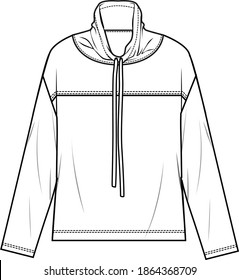 high neck sweatshirt, drop shoulder sweatshirt