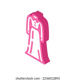 high neck wedding dress isometric icon vector. high neck wedding dress sign. isolated symbol illustration
