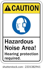 High noise area warning sign and labels