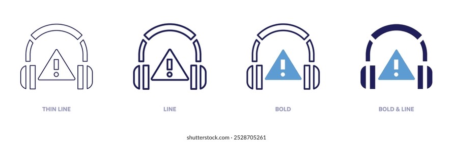High noise icon in 4 different styles. Thin Line, Line, Bold, and Bold Line. Duotone style. Editable stroke.