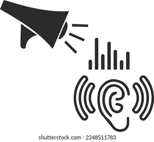 Symbol mit hohem Rauschpegel, Symbol mit hoher Lautstärke, schwarzer Vektorgrafik