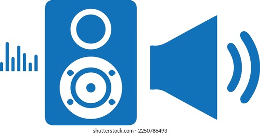 Icono de alto nivel de ruido, icono de alto volumen vector azul