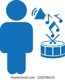 Icono de alto nivel de ruido, icono de alto volumen vector azul