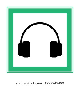 High noise levels warning sign, headphones icon.Work only with headphones