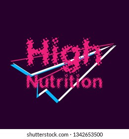 high nutrition, banner or background with violet glitch or retro style.