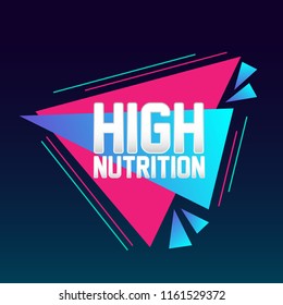 high nutrition beautiful greeting card with triangle illustration for market theme, vector background, poster or banner, sign