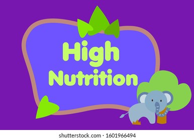high nutrition, beautiful greeting card background or template banner with cute animal character theme. vector design illustration