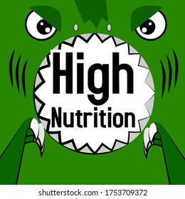 high nutrition, beautiful greeting card background or banner with cute dinosaur theme. vector