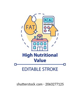 High nutritional value concept icon. School healthy eating plan. Special meal planning full of nutritions idea thin line illustration. Vector isolated outline RGB color drawing. Editable stroke