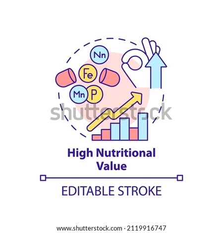 High nutritional value concept icon. Nutrients and vitamins. Advantages of UHT milk abstract idea thin line illustration. Isolated outline drawing. Editable stroke. Arial, Myriad Pro-Bold fonts used