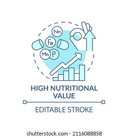 High nutritional value turquoise concept icon. Advantages of UHT milk abstract idea thin line illustration. Isolated outline drawing. Editable stroke. Arial, Myriad Pro-Bold fonts used