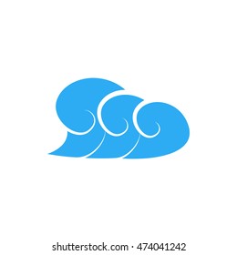 High ocean wave with foam icon in simple style isolated on white background. Water symbol