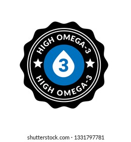 High omega-3 label - sticker,button,sign