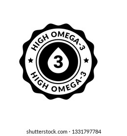 High omega-3 label - sticker,button,sign