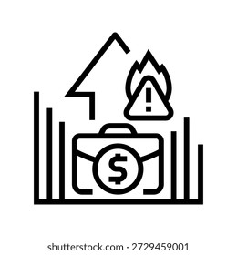Vector de iconos de línea de altos costos operativos. signo de altos costos operativos. símbolo de contorno aislado ilustración negra