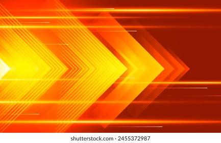 High Orange Speed concept Arrow up Light out technology background Hitech communication concept innovation background, vector design